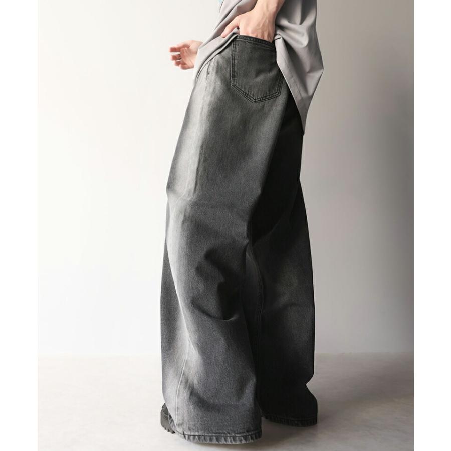 《javaジャバコラボ》 ボトムス パンツ メンズ サイド ブリーチ ライン ワイド デニムパンツ ヴィンテージライク オールシーズン 男女兼用 | classicalelf | 03