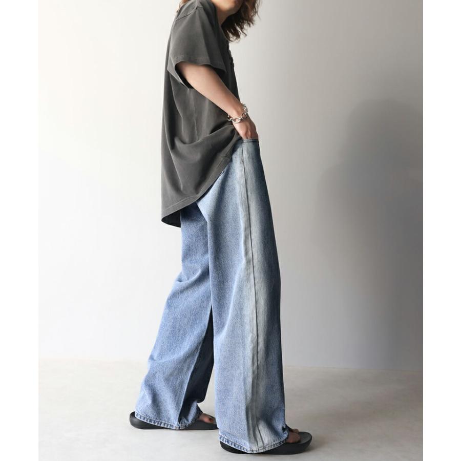 《javaジャバコラボ》 ボトムス パンツ メンズ サイド ブリーチ ライン ワイド デニムパンツ ヴィンテージライク オールシーズン 男女兼用 | classicalelf | 08