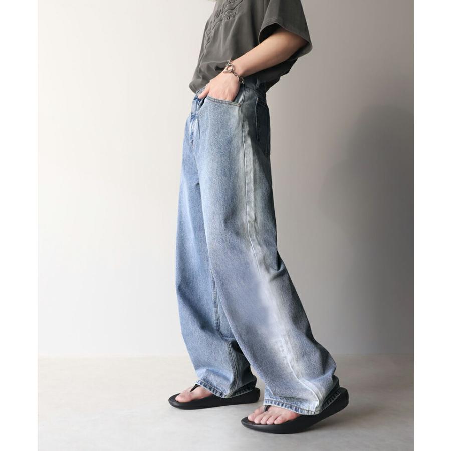 《javaジャバコラボ》 ボトムス パンツ メンズ サイド ブリーチ ライン ワイド デニムパンツ ヴィンテージライク オールシーズン 男女兼用 | classicalelf | 09