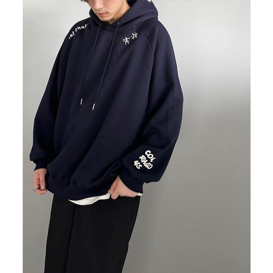 《java ジャバコラボ》 トップス パーカー メンズ ランダム ロゴ 刺繍 裏起毛パーカー 男女兼用 ユニセックス レディース ゆるっと オーバーサイズ | classicalelf | 11