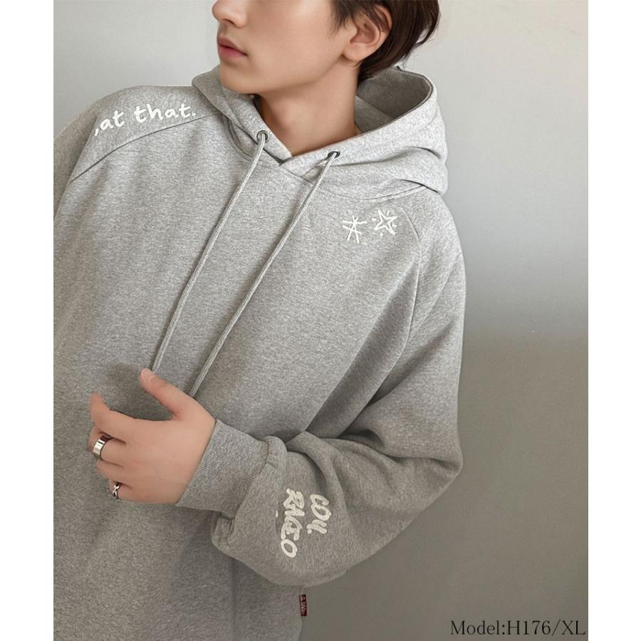 《java ジャバコラボ》 トップス パーカー メンズ ランダム ロゴ 刺繍 裏起毛パーカー 男女兼用 ユニセックス レディース ゆるっと オーバーサイズ | classicalelf | 02