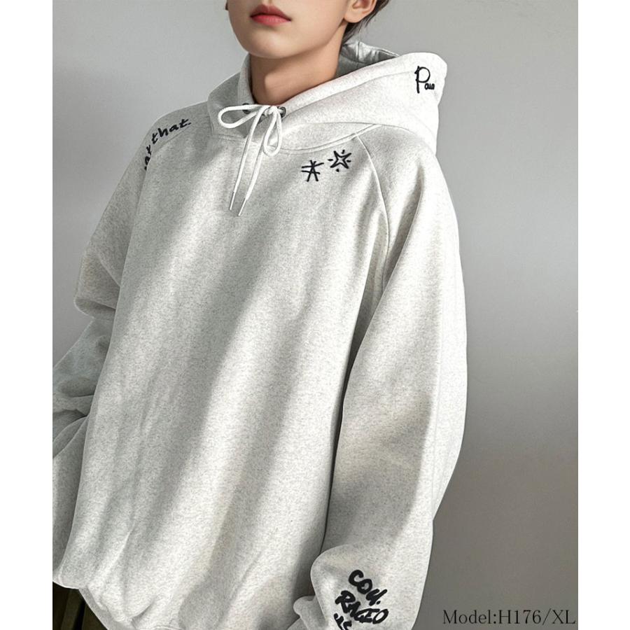《java ジャバコラボ》 トップス パーカー メンズ ランダム ロゴ 刺繍 裏起毛パーカー 男女兼用 ユニセックス レディース ゆるっと オーバーサイズ | classicalelf | 07