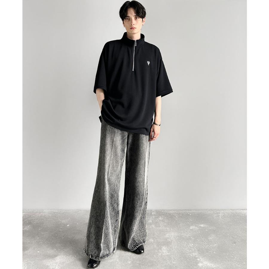 《java ジャバコラボ》メンズ Ｔシャツ 大きい サイズ 半袖 トップス カットソー おしゃれ ジップ 刺繍入り 5分袖 ワンポイント刺繍 ハーフジップ | classicalelf | 11