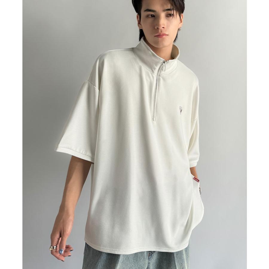 《java ジャバコラボ》メンズ Ｔシャツ 大きい サイズ 半袖 トップス カットソー おしゃれ ジップ 刺繍入り 5分袖 ワンポイント刺繍 ハーフジップ | classicalelf | 06