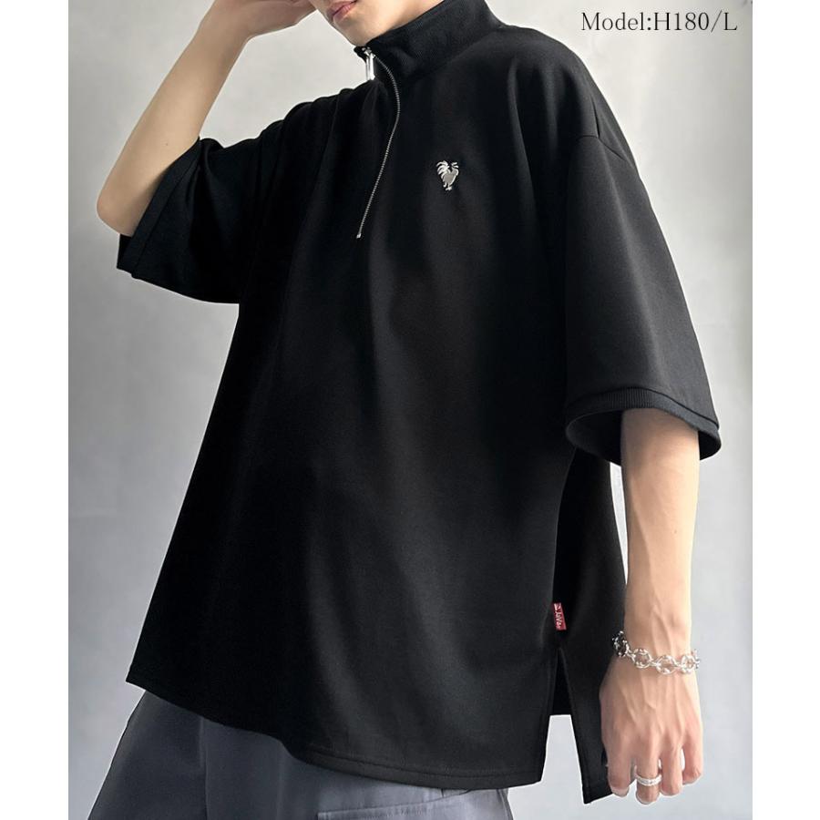 《java ジャバコラボ》メンズ Ｔシャツ 大きい サイズ 半袖 トップス カットソー おしゃれ ジップ 刺繍入り 5分袖 ワンポイント刺繍 ハーフジップ | classicalelf | 07