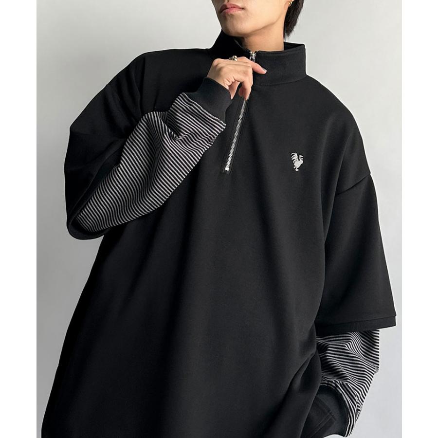 《java ジャバコラボ》メンズ Ｔシャツ 大きい サイズ 半袖 トップス カットソー おしゃれ ジップ 刺繍入り 5分袖 ワンポイント刺繍 ハーフジップ | classicalelf | 09