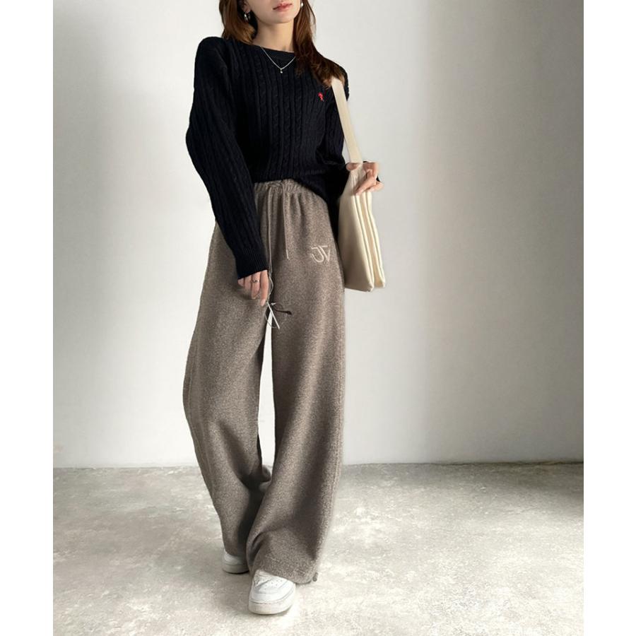 《java ジャバコラボ》ボトムス パンツ レディース メンズ スウェット フリースパンツ 裾ドロスト ロゴ刺繍 お洒落 暖かい 男女兼用 男女お揃い | classicalelf | 10