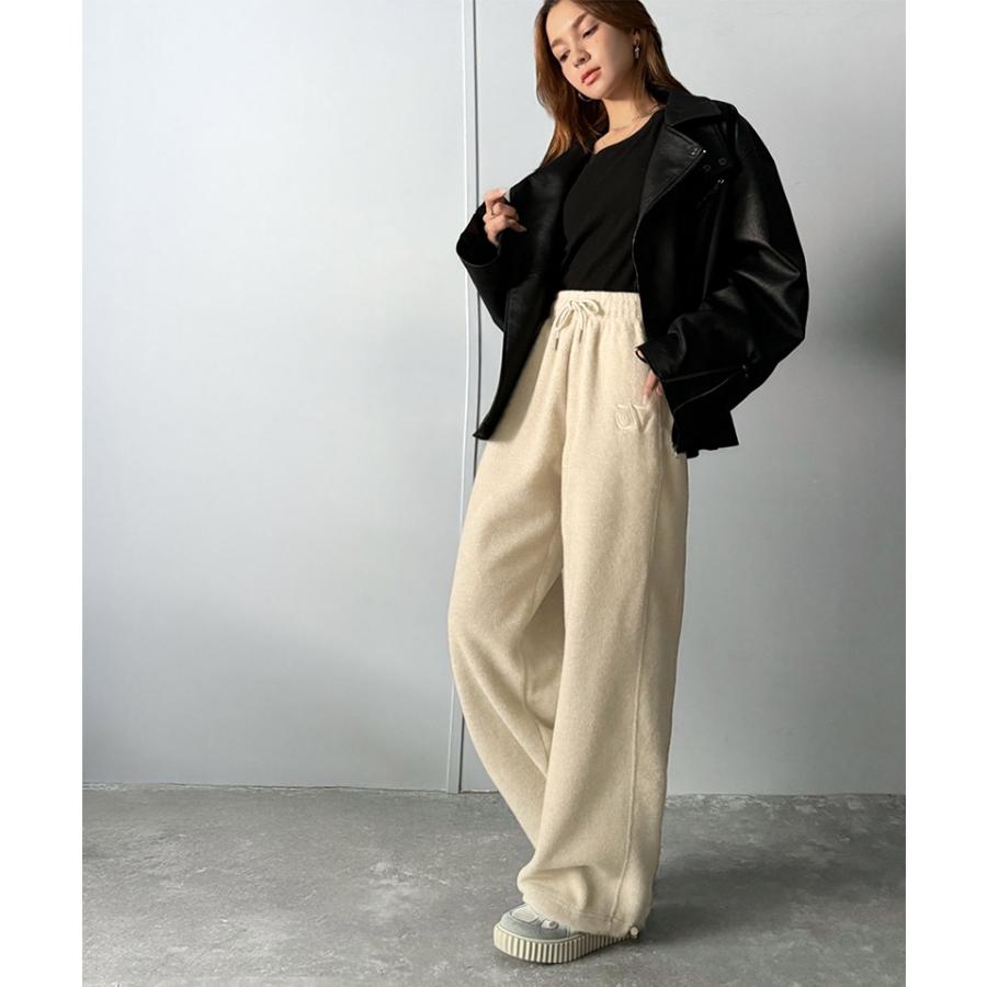 《java ジャバコラボ》ボトムス パンツ レディース メンズ スウェット フリースパンツ 裾ドロスト ロゴ刺繍 お洒落 暖かい 男女兼用 男女お揃い | classicalelf | 15