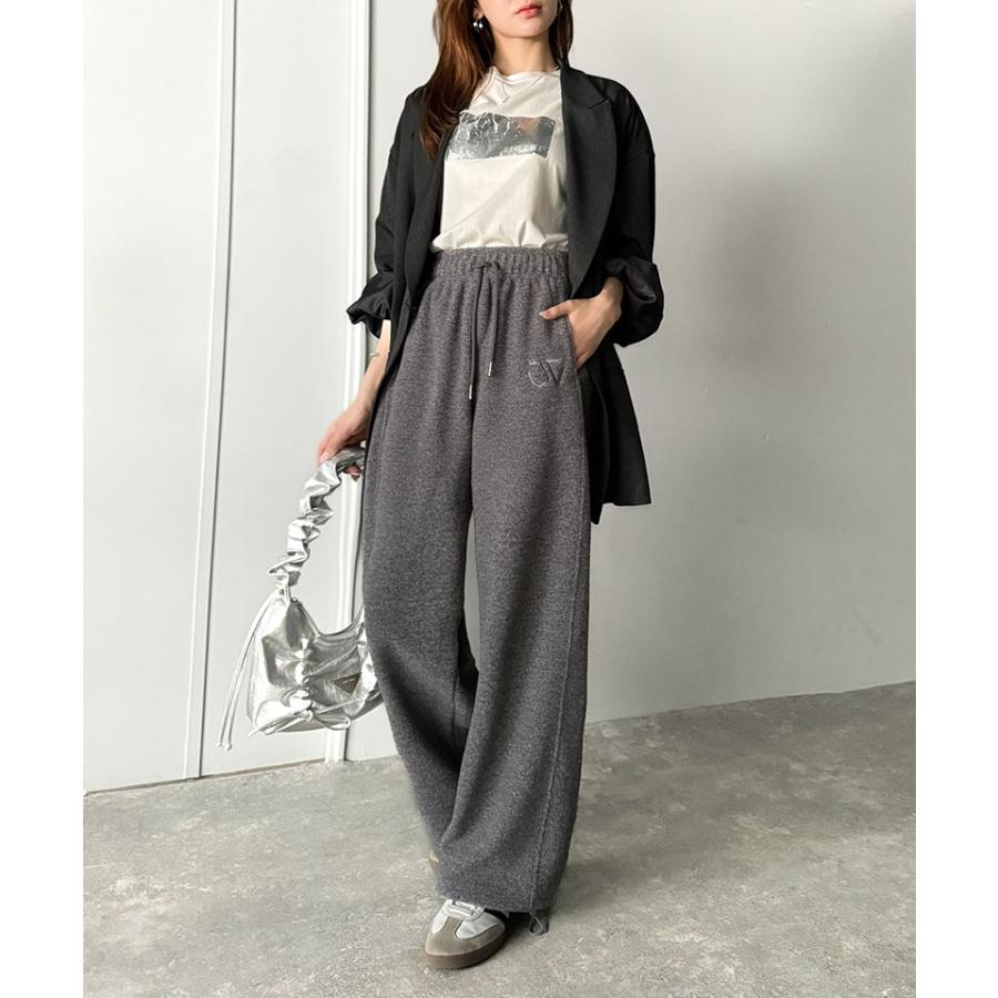 《java ジャバコラボ》ボトムス パンツ レディース メンズ スウェット フリースパンツ 裾ドロスト ロゴ刺繍 お洒落 暖かい 男女兼用 男女お揃い | classicalelf | 04