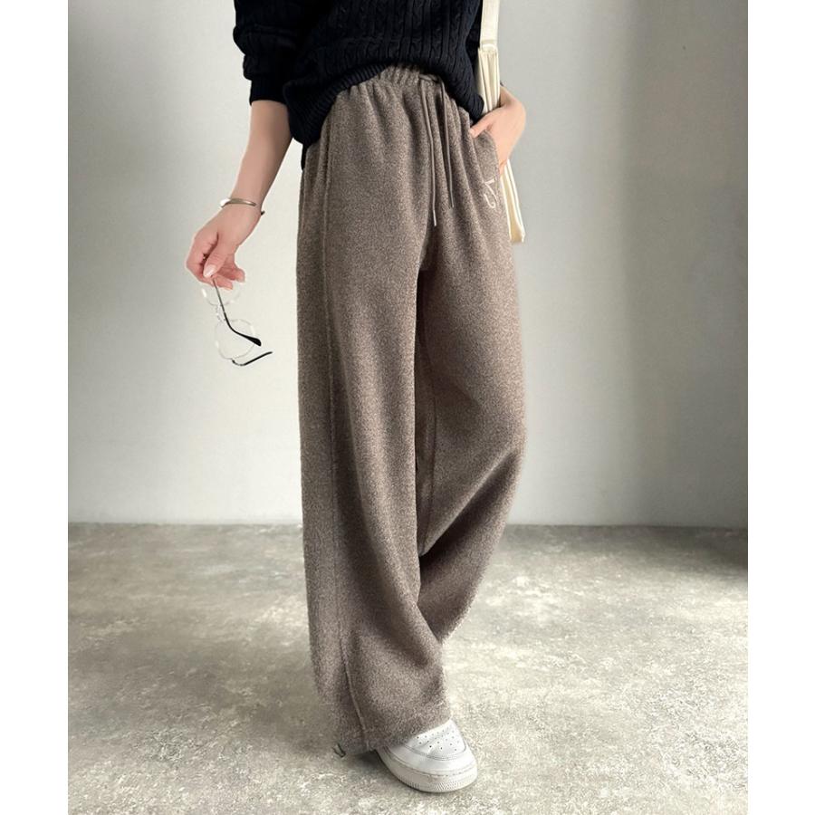 《java ジャバコラボ》ボトムス パンツ レディース メンズ スウェット フリースパンツ 裾ドロスト ロゴ刺繍 お洒落 暖かい 男女兼用 男女お揃い | classicalelf | 09