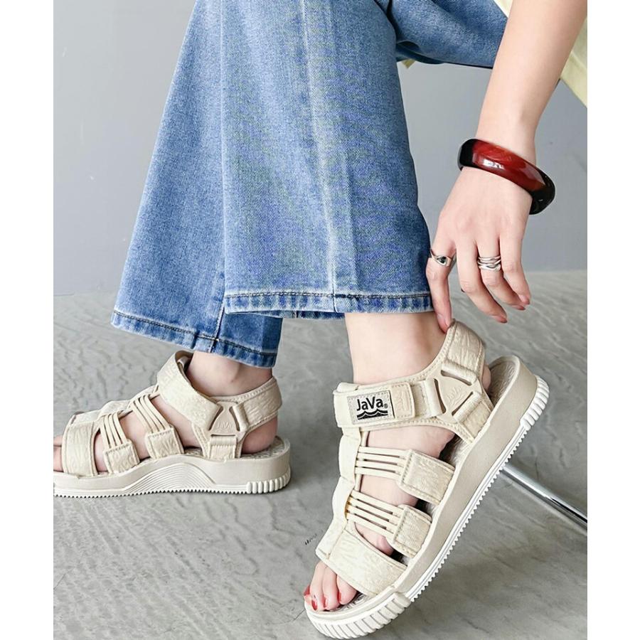 《javaジャバコラボ》 靴 サンダル レディース メッシュ ゴム ベルト グルカ・グラディエーター 風 厚底 軽量 アウトドア デイリー 男女兼用 | classicalelf | 10