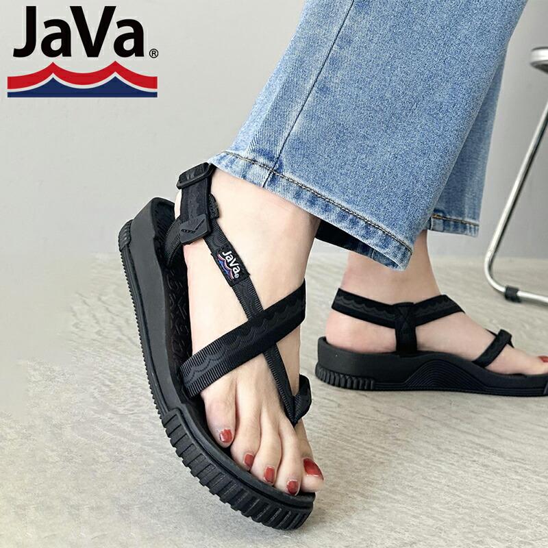 《javaジャバコラボ》 靴 サンダル レディース クロス ストラップ ゴム ホールド 機能付き 軽量 厚底 デイリー アウトドア 旅行 男女兼用 | classicalelf