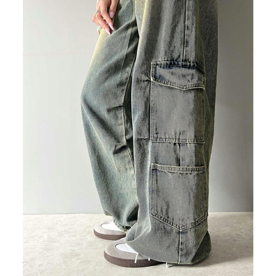 《javaジャバコラボ》 ボトムス パンツ レディース 裾 ドロスト デザイン ヴィンテージ 加工 ストワイド デニム ジーンズ ウエスト 紐 調節可能 | classicalelf | 13