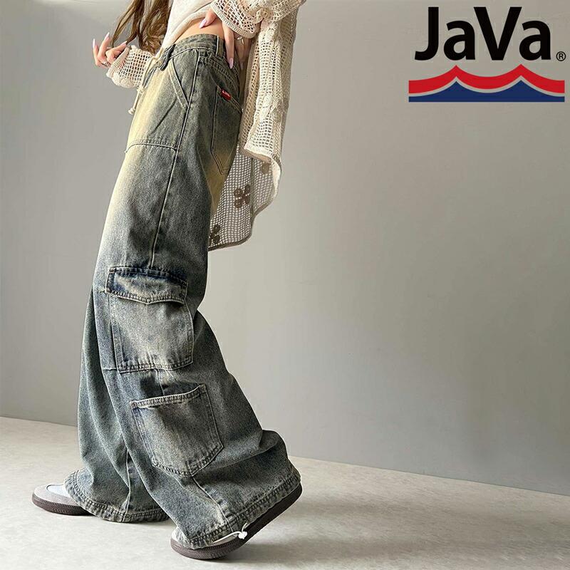 《javaジャバコラボ》 ボトムス パンツ レディース 裾 ドロスト デザイン ヴィンテージ 加工 ストワイド デニム ジーンズ ウエスト 紐 調節可能 | classicalelf | 17