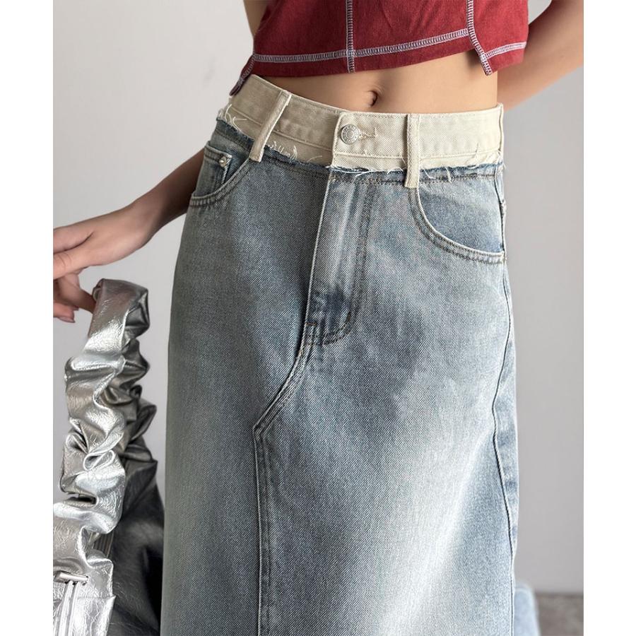 【JAVA】ウエスト異素材切り替え裾カットオフデニムスカート | classicalelf | 10