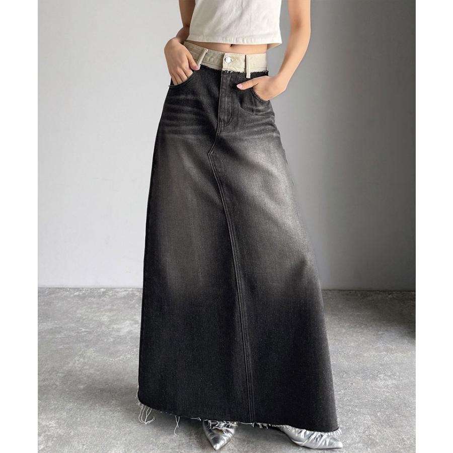 【JAVA】ウエスト異素材切り替え裾カットオフデニムスカート | classicalelf | 07