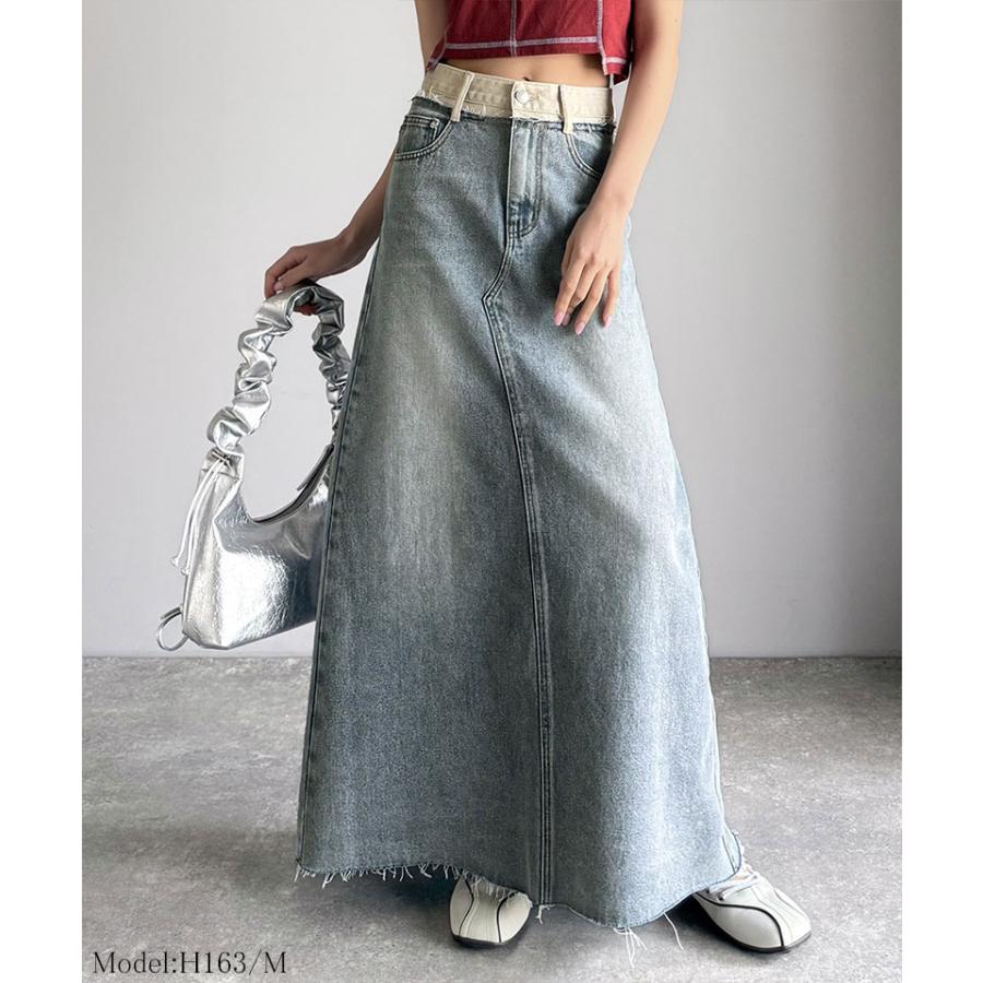 【JAVA】ウエスト異素材切り替え裾カットオフデニムスカート | classicalelf | 09