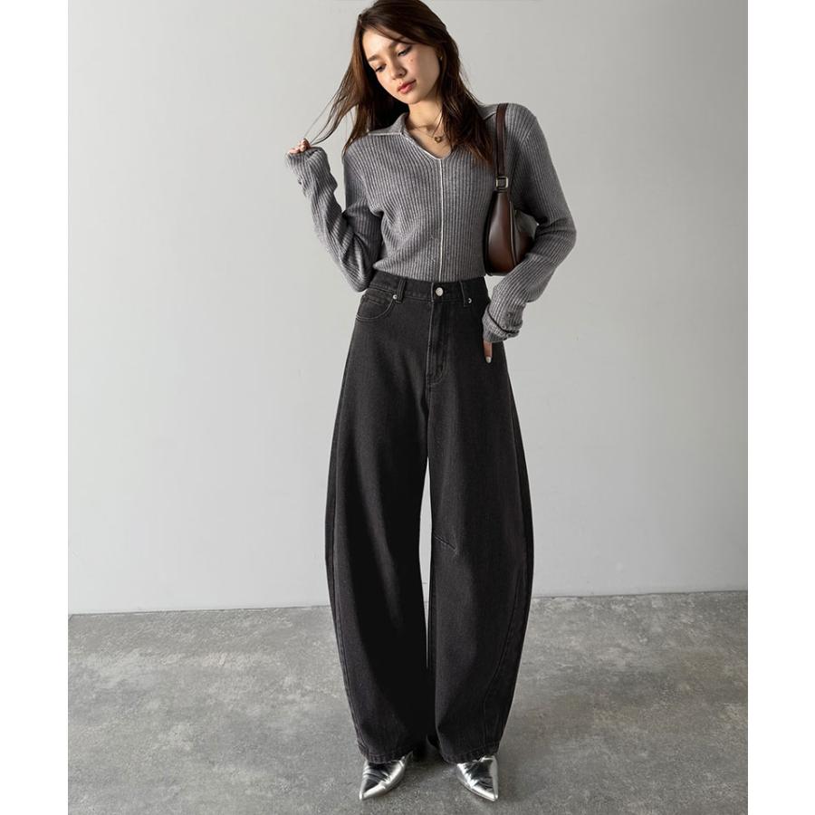 《java ジャバコラボ》 ボトムス レディース 秋冬 パンツ しなやか 曲線 美脚見せ カーブパンツ ワイド ウエスト 後ろ ゴム 大きいサイズ 秋 冬 | classicalelf | 06