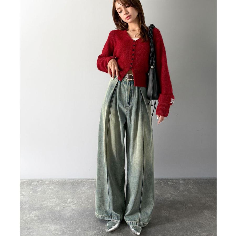 《java ジャバコラボ》 ボトムス レディース 秋冬 パンツ 立体 シルエット ダブル タック ワイド デニム 体型カバー ロングシーズン 大きいサイズ 秋 冬 | classicalelf | 15