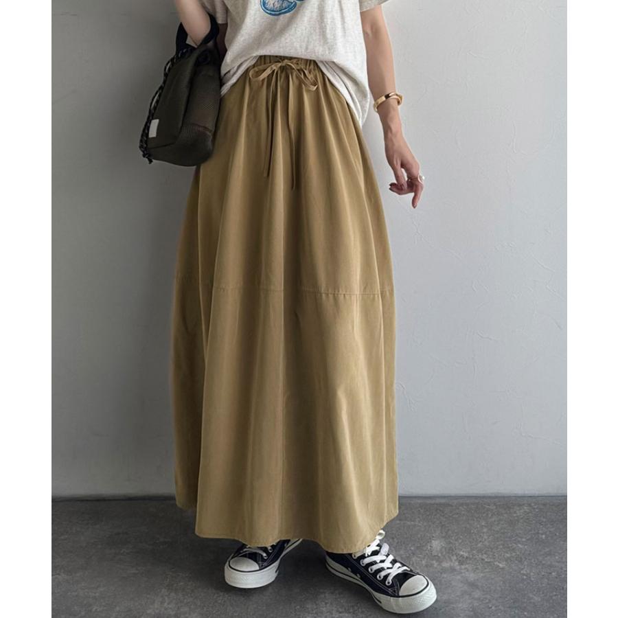 《java ジャバコラボ》ボトムス スカート レディース ロングスカート ピーチ起毛素材 コクーンシルエット ふんわり 可愛い ウエスト総ゴム ストレスフリー | classicalelf | 13