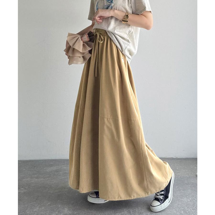 《java ジャバコラボ》ボトムス スカート レディース ロングスカート ピーチ起毛素材 コクーンシルエット ふんわり 可愛い ウエスト総ゴム ストレスフリー | classicalelf | 14