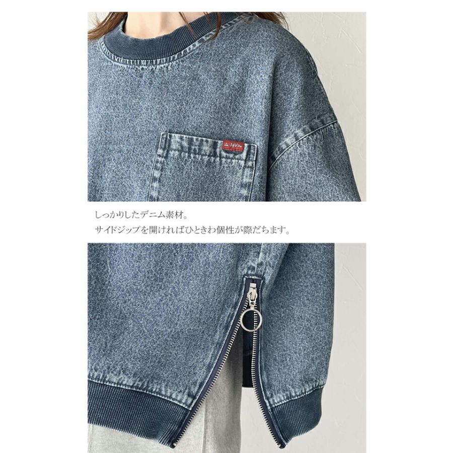 《java ジャバコラボ》 トップス シャツ レディース コットン 100% サイド ファスナー ストリート 感 デニム タグ 付き 胸元 ポケット | classicalelf | 11