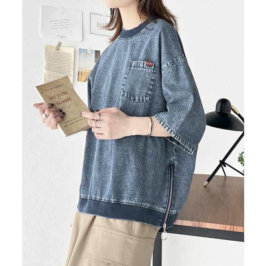 《java ジャバコラボ》 トップス シャツ レディース コットン 100% サイド ファスナー ストリート 感 デニム タグ 付き 胸元 ポケット | classicalelf | 08