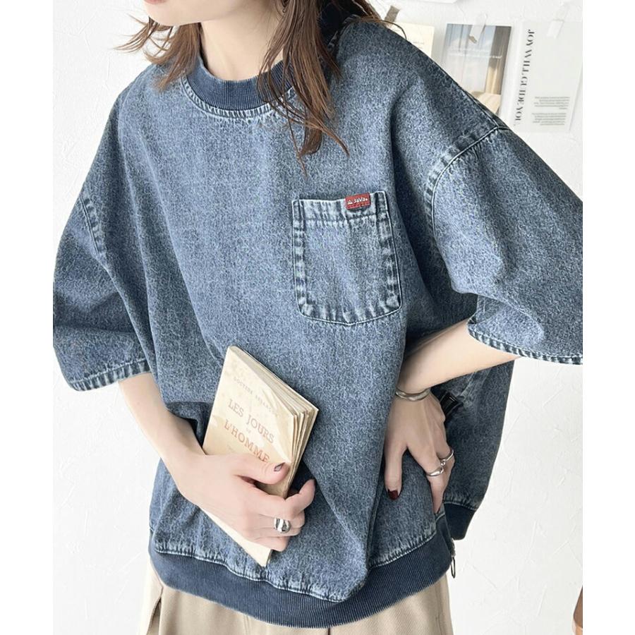 《java ジャバコラボ》 トップス シャツ レディース コットン 100% サイド ファスナー ストリート 感 デニム タグ 付き 胸元 ポケット | classicalelf | 09
