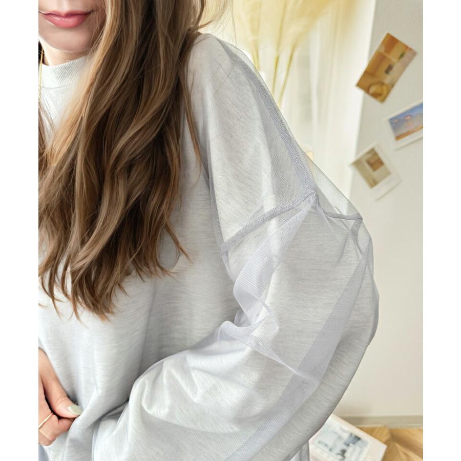 《java ジャバコラボ》 トップス Tシャツ レディース チュール レイヤード バック プリント ミニ裏毛 長袖 ロンT レイヤードコーデ | classicalelf | 12