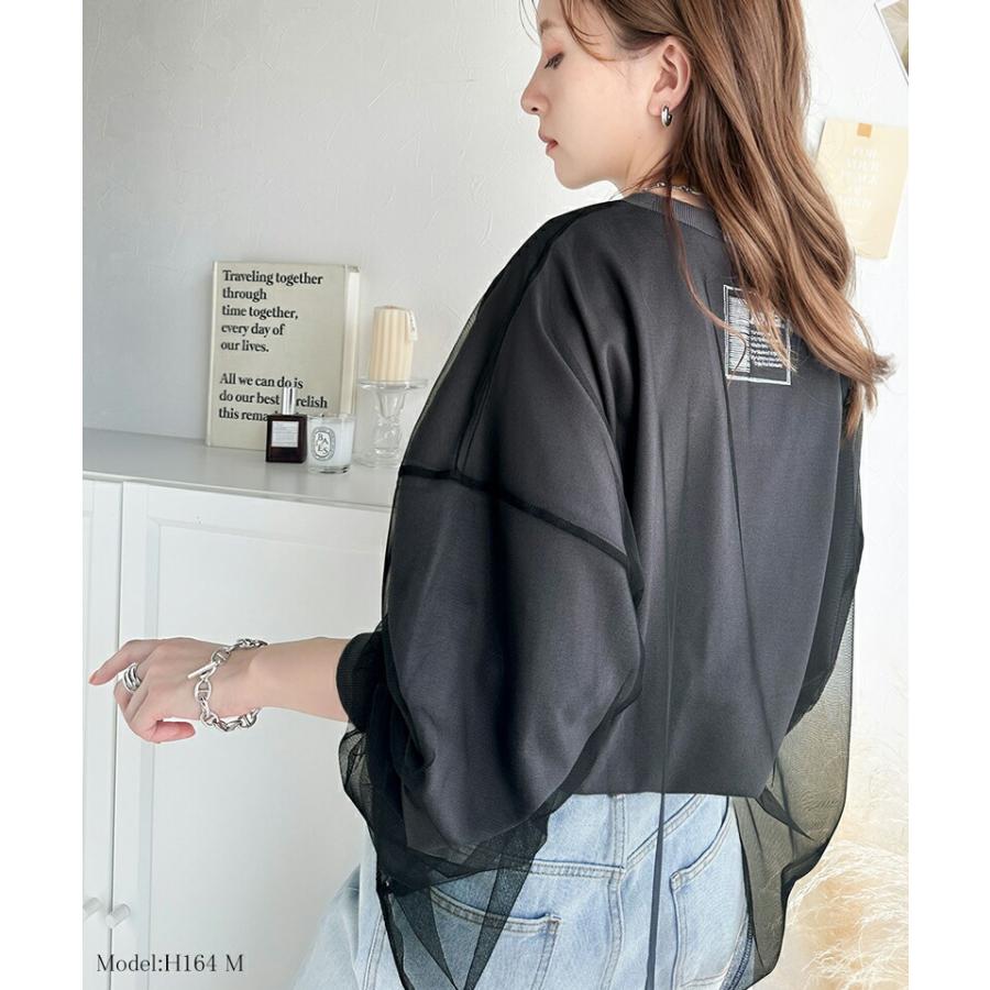 ショッピングバッグ付き　LOHEN チュールレイヤードプリントTシャツ ショッピングバッグ付き LOHEN チュールレイヤードプリントTシャツ