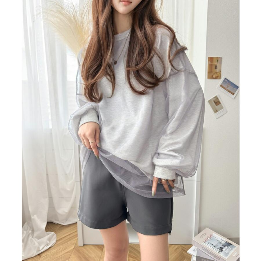 ショッピングバッグ付き　LOHEN チュールレイヤードプリントTシャツ ショッピングバッグ付き LOHEN チュールレイヤードプリントTシャツ