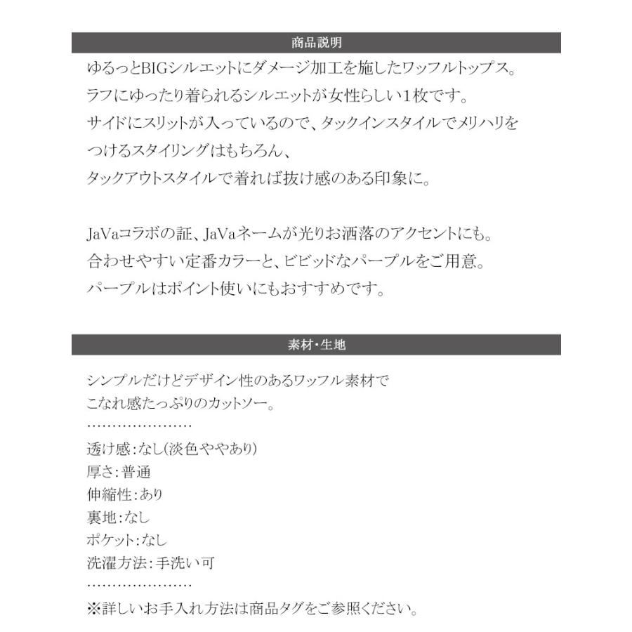 《javaジャバ コラボ》トップス ロンT レディース ワッフルT ダメージ プリント バックロゴ 弾丸ダメージ ヴィンテージライク ロゴ刺繍 | classicalelf | 15