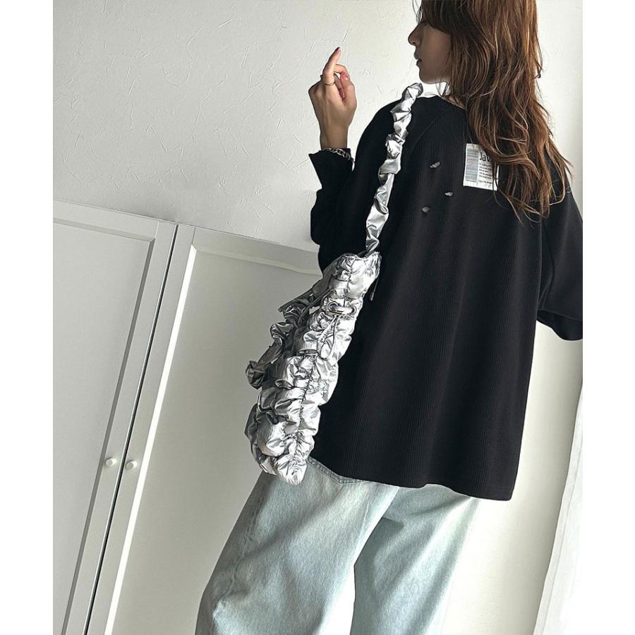 《javaジャバ コラボ》トップス ロンT レディース ワッフルT ダメージ プリント バックロゴ 弾丸ダメージ ヴィンテージライク ロゴ刺繍 | classicalelf | 07