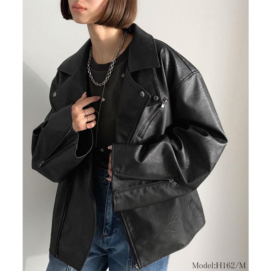 《java ジャバコラボ》ライダースジャケット レディース 冬 ジャケット レディース 秋 アウター フェイク レザー ダブル ライダース 男女兼用 | classicalelf | 02