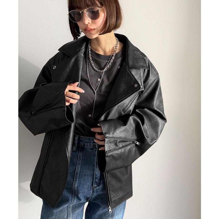 《java ジャバコラボ》ライダースジャケット レディース 冬 ジャケット レディース 秋 アウター フェイク レザー ダブル ライダース 男女兼用 | classicalelf | 03