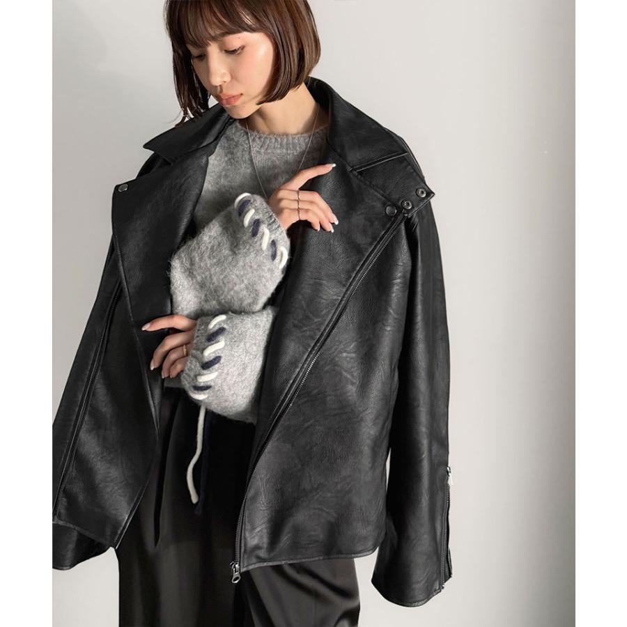《java ジャバコラボ》ライダースジャケット レディース 冬 ジャケット レディース 秋 アウター フェイク レザー ダブル ライダース 男女兼用 | classicalelf | 05