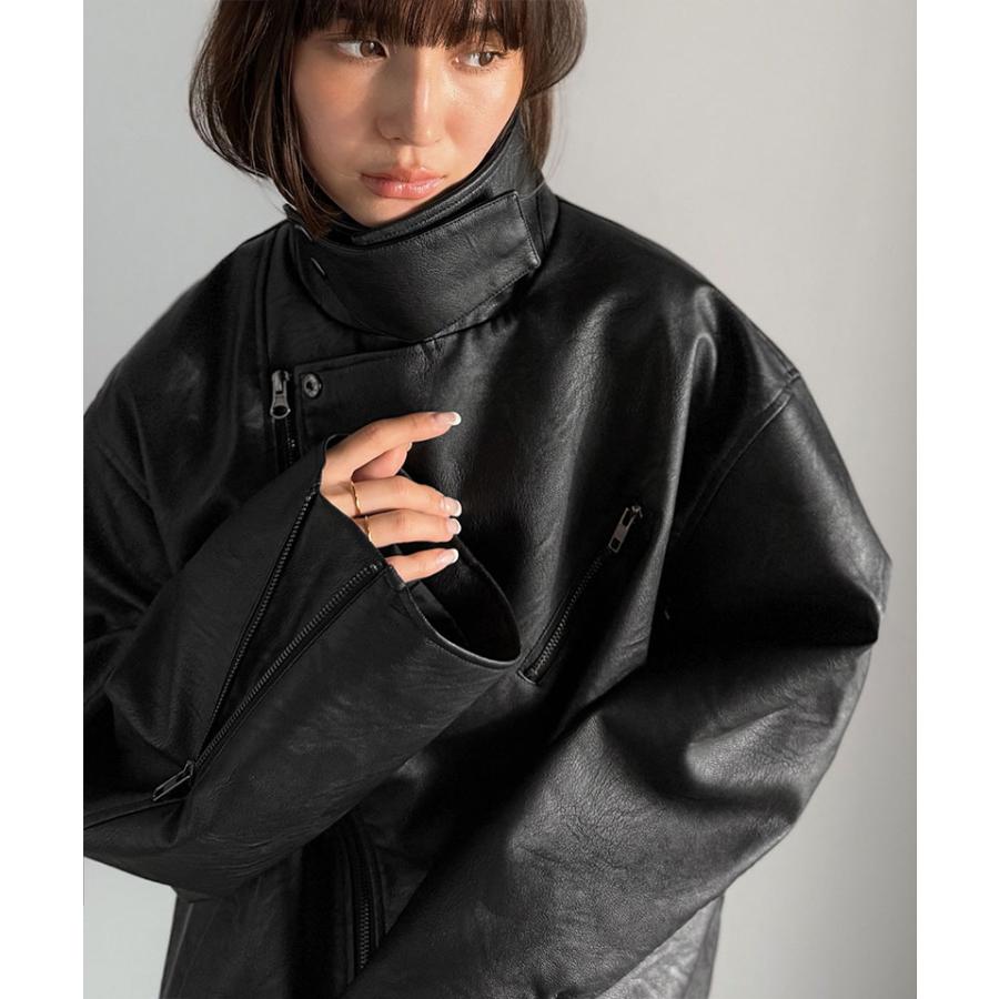 《java ジャバコラボ》ライダースジャケット レディース 冬 ジャケット レディース 秋 アウター フェイク レザー ダブル ライダース 男女兼用 | classicalelf | 06