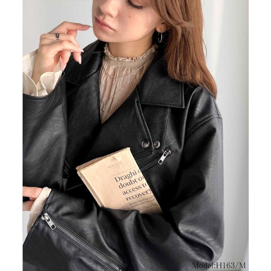 《java ジャバコラボ》ライダースジャケット レディース 冬 ジャケット レディース 秋 アウター フェイク レザー ダブル ライダース 男女兼用 | classicalelf | 07