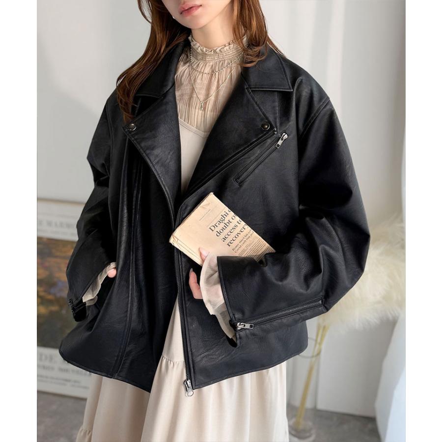 《java ジャバコラボ》ライダースジャケット レディース 冬 ジャケット レディース 秋 アウター フェイク レザー ダブル ライダース 男女兼用 | classicalelf | 08