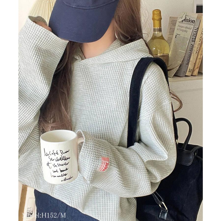 《java ジャバコラボ》パーカー レディース おしゃれ トップス ヘビーウェイト ワッフルフーディー プルオーバー 大人 お洒落 ゆるシルエット おうち時間 | classicalelf | 12