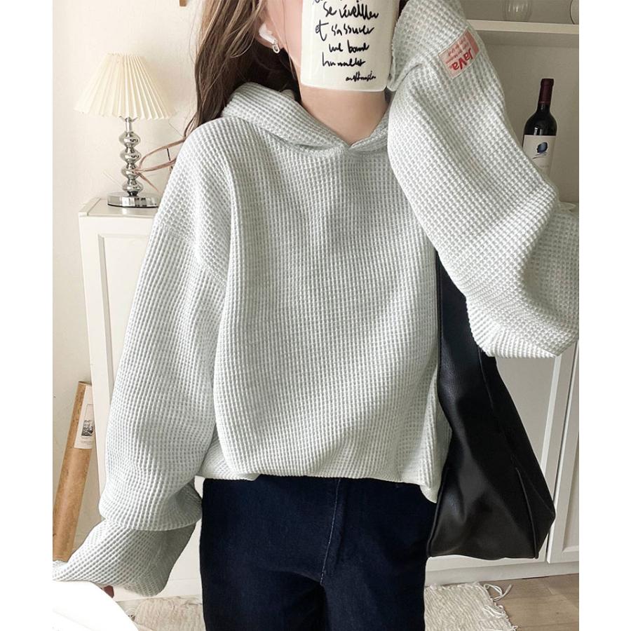 《java ジャバコラボ》パーカー レディース おしゃれ トップス ヘビーウェイト ワッフルフーディー プルオーバー 大人 お洒落 ゆるシルエット おうち時間 | classicalelf | 13