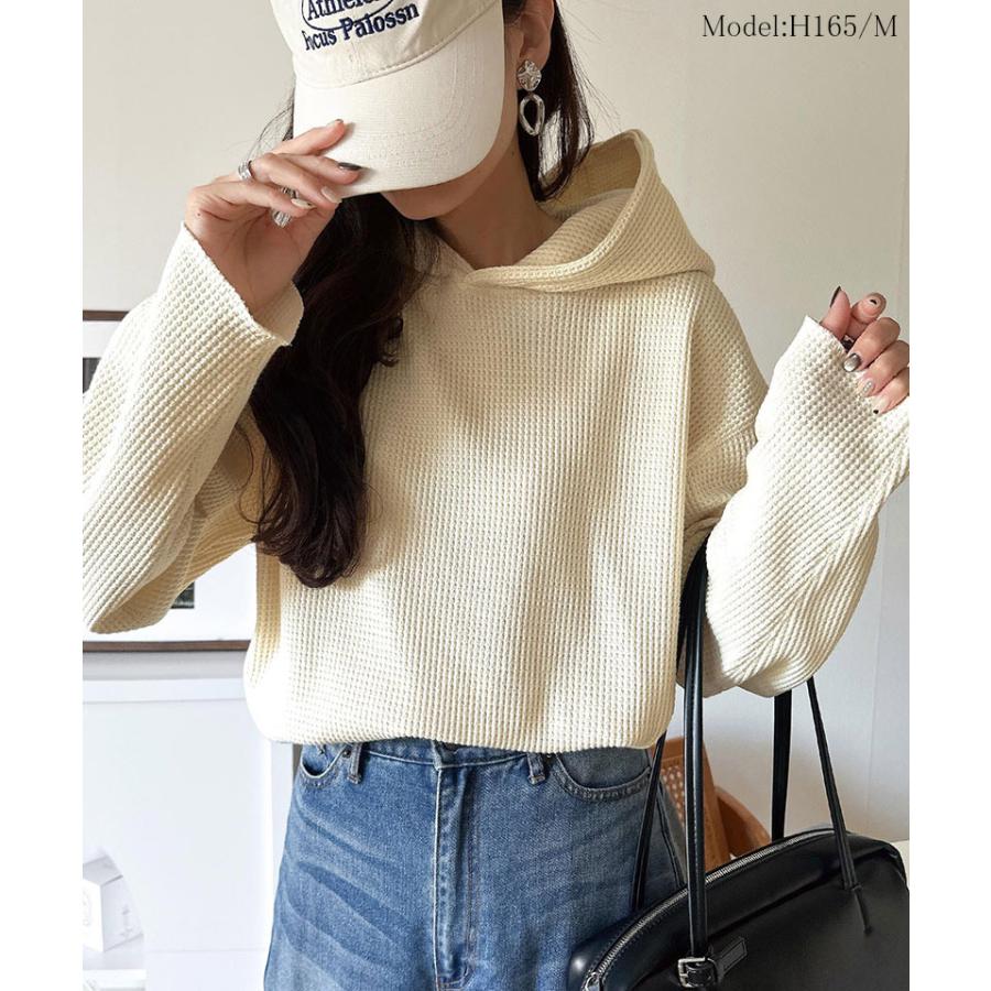 《java ジャバコラボ》パーカー レディース おしゃれ トップス ヘビーウェイト ワッフルフーディー プルオーバー 大人 お洒落 ゆるシルエット おうち時間 | classicalelf | 02