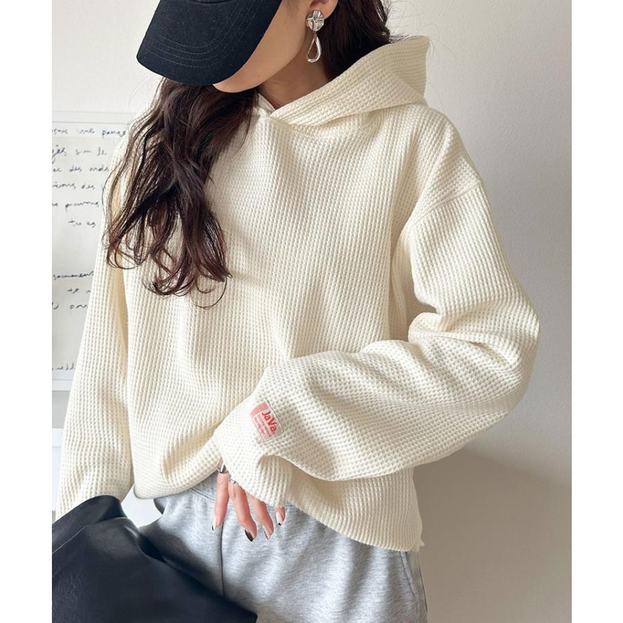 《java ジャバコラボ》パーカー レディース おしゃれ トップス ヘビーウェイト ワッフルフーディー プルオーバー 大人 お洒落 ゆるシルエット おうち時間 | classicalelf | 04