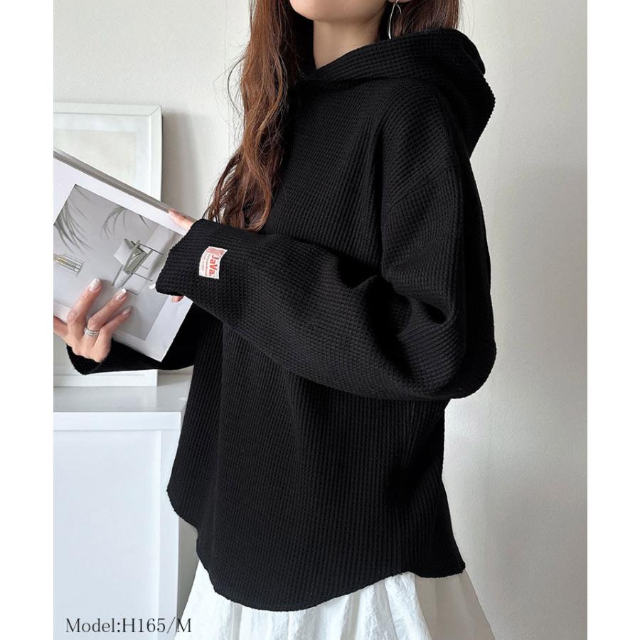 《java ジャバコラボ》パーカー レディース おしゃれ トップス ヘビーウェイト ワッフルフーディー プルオーバー 大人 お洒落 ゆるシルエット おうち時間 | classicalelf | 07