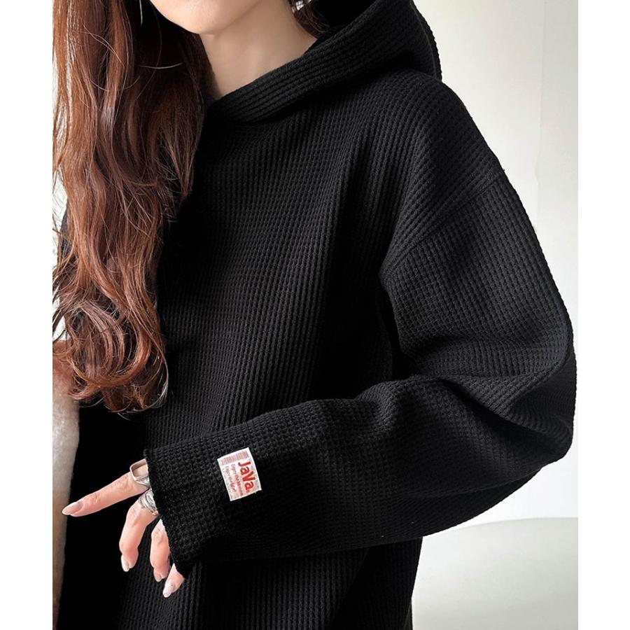 《java ジャバコラボ》パーカー レディース おしゃれ トップス ヘビーウェイト ワッフルフーディー プルオーバー 大人 お洒落 ゆるシルエット おうち時間 | classicalelf | 08