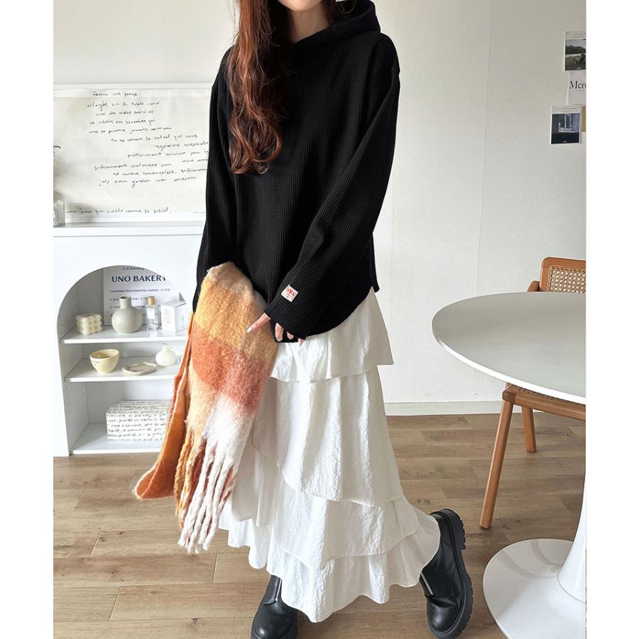 《java ジャバコラボ》パーカー レディース おしゃれ トップス ヘビーウェイト ワッフルフーディー プルオーバー 大人 お洒落 ゆるシルエット おうち時間 | classicalelf | 09