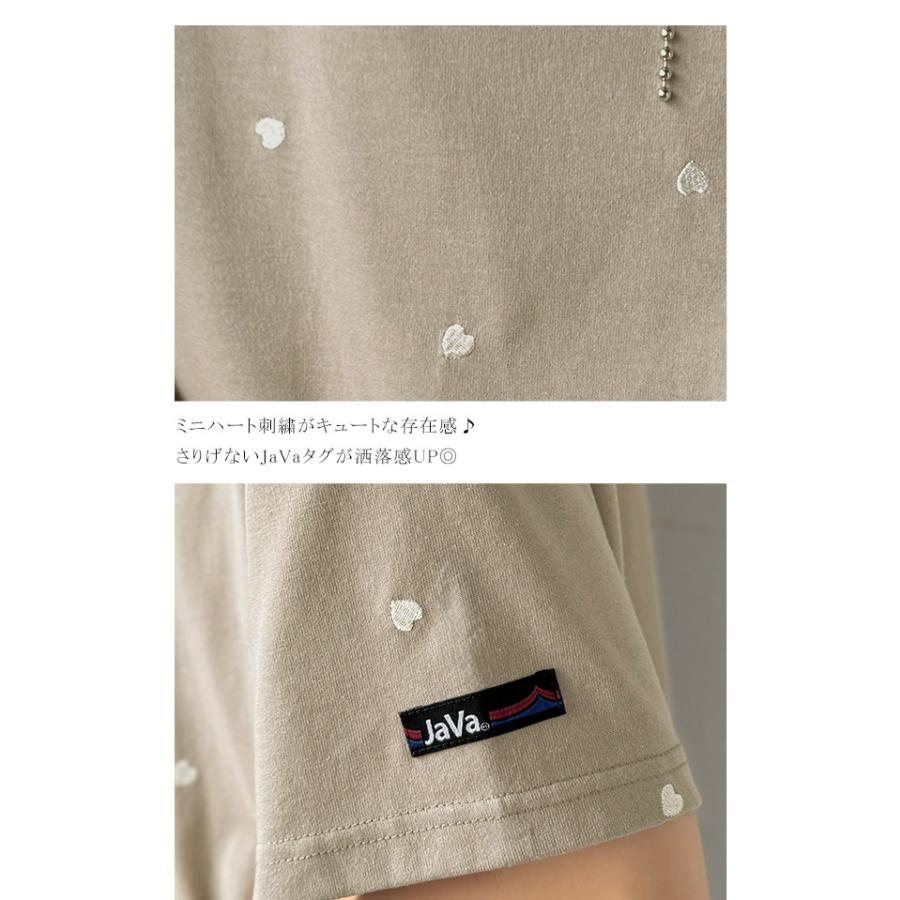 JaVa tシャツ レディース 半袖 トップス カットソー ハートTシャツ レディース 小ぶり刺繍 ルーズフィット 今どき 大人カジュアル 大きいサイズ 秋 冬 | classicalelf | 16