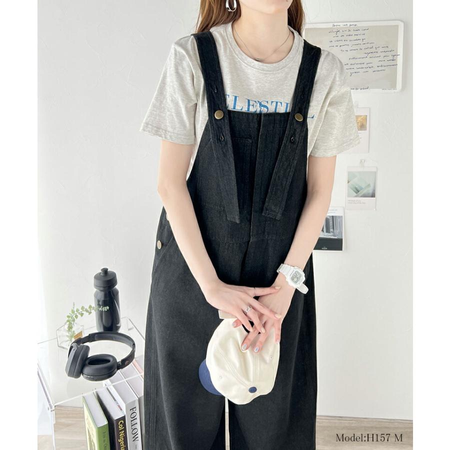 《javaジャバコラボ》 オールインワン サロペット レディース デニム 綿100% フロント デザイン サロペ 肩紐 調整 可能 オールシーズン 体型カバー | classicalelf | 12
