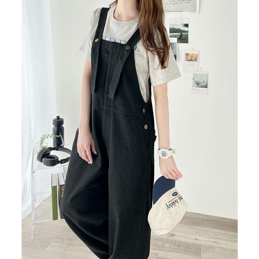 《javaジャバコラボ》 オールインワン サロペット レディース デニム 綿100% フロント デザイン サロペ 肩紐 調整 可能 オールシーズン 体型カバー | classicalelf | 13