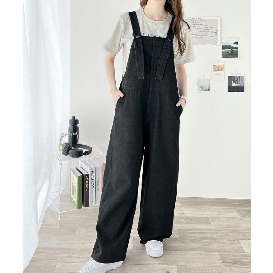 《javaジャバコラボ》 オールインワン サロペット レディース デニム 綿100% フロント デザイン サロペ 肩紐 調整 可能 オールシーズン 体型カバー | classicalelf | 14